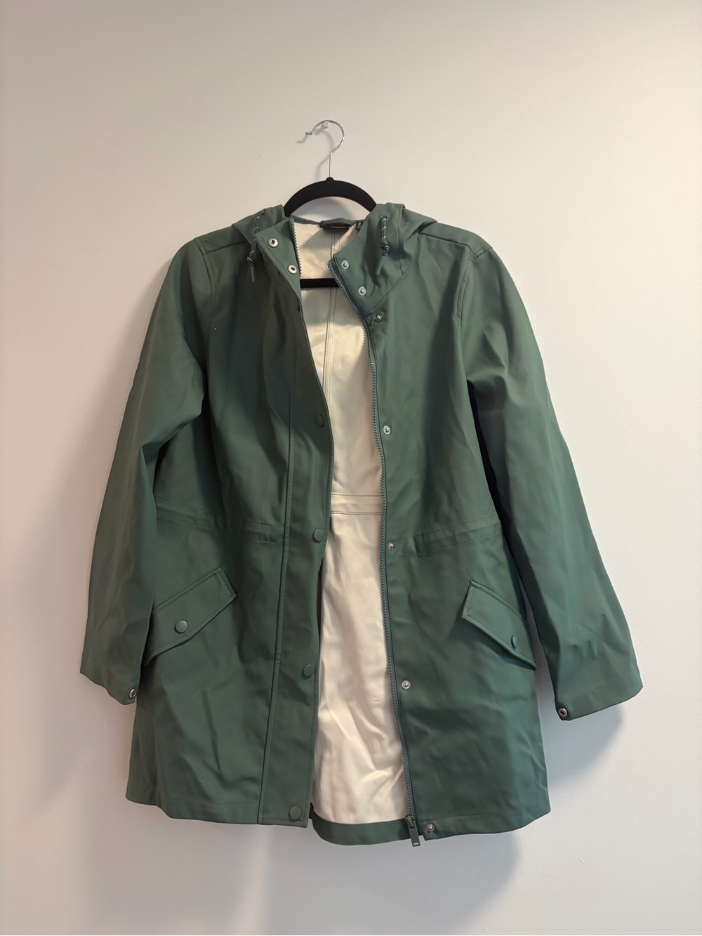Vero Moda Hooded Trench Coat in Sage Green
